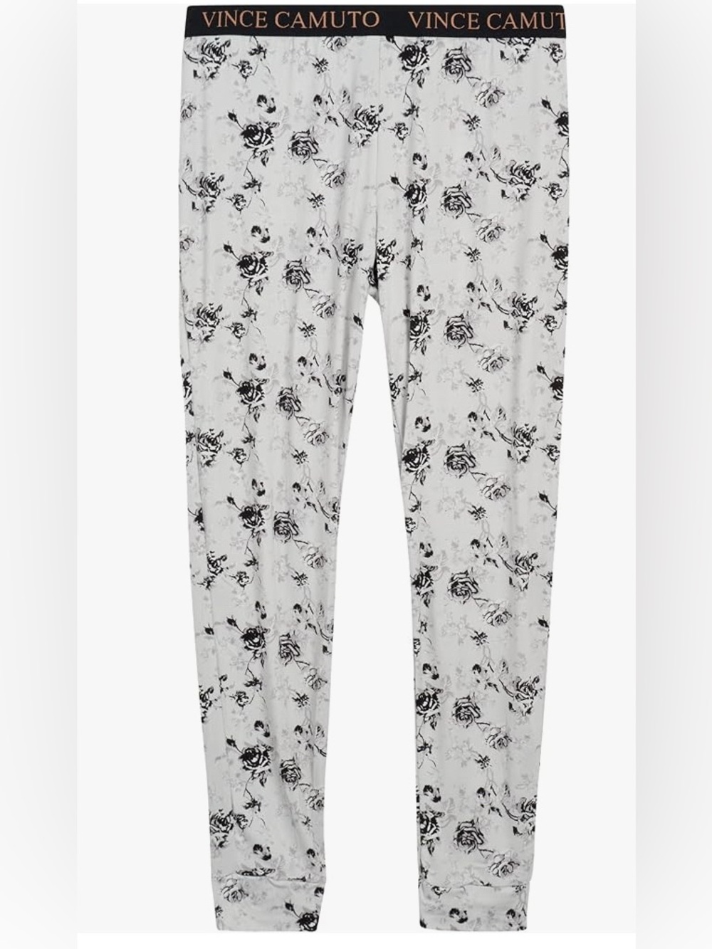 Vince Camuto Black & Gray Rose Floral Stretchy Lounge Pants
